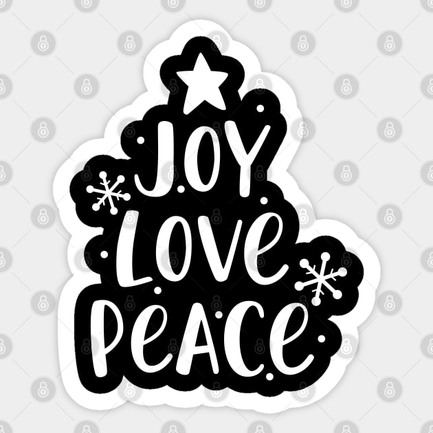 Joy Love Peace Christmas Tree Sticker by TheMoodyDecor